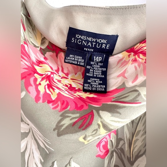 Jones New York Signature Petite Silk Maxi Flowy Skirt Floral 14P Spring Summer - Picture 3 of 5